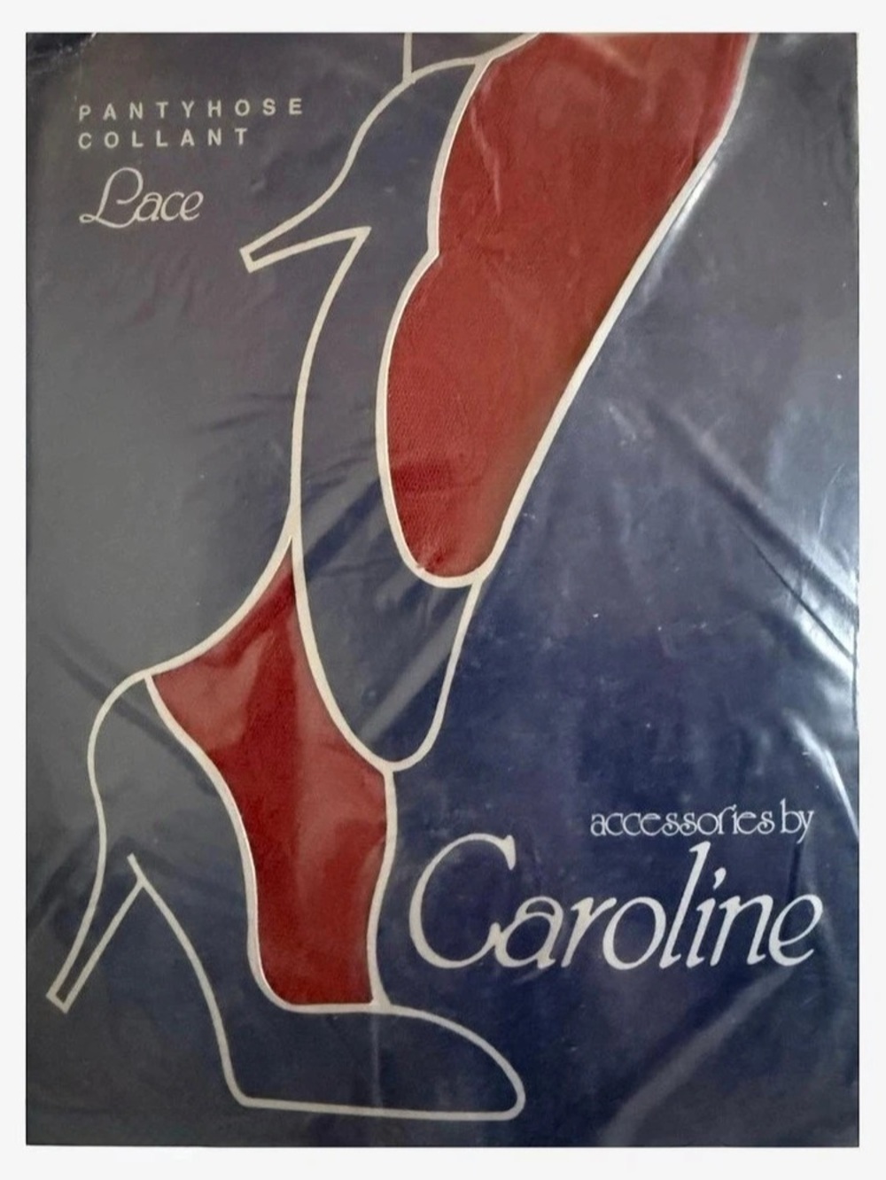 Vintage 80’s Caroline Lace Backseam Pantyhose Tights Floral Bordo Burgundy Italy